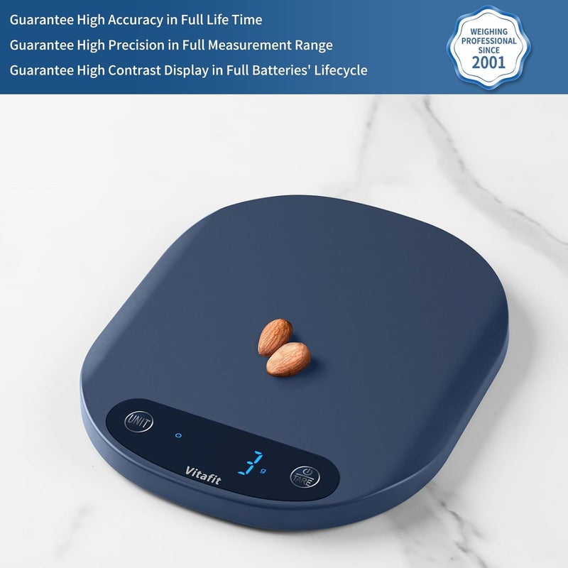 Vitafit 33lb/15kg Digital Food Scale in High Precision 0.1oz/1g, Our Own Kitchen Scale Professional Factory Since 2001, Home and Kitchen Essentials for Cooking and Baking, LED, 3*AAA Batteries, Blue - Image 2